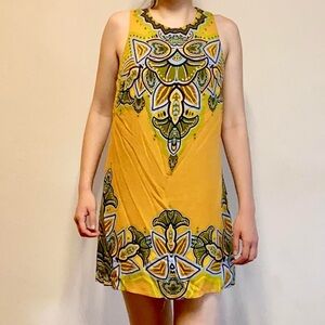 Yellow and Green Sleeveless Dress